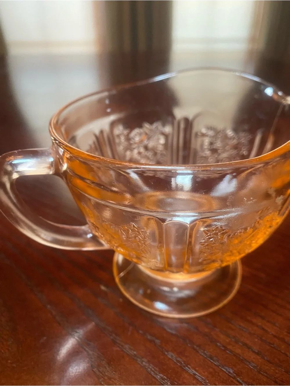 Federal Glass Company pink Sharon Rose Footed Creamer